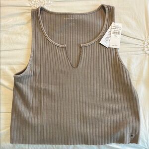 American Eagle Outfitters Brown Ribbed Cut Out Tank Top